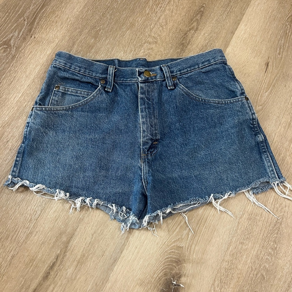 Denim Frayed Wrangler Shorts